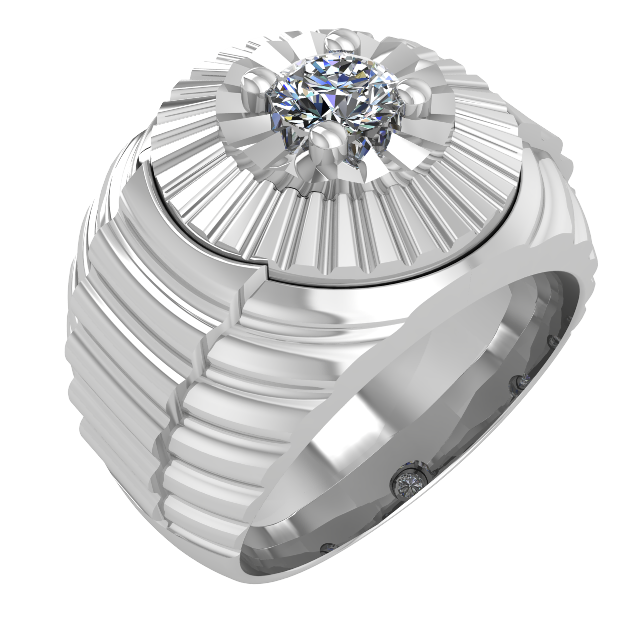 DIAMONDS SOLITAIRE  HIP-HOP  5.40mm ROUND MEN'S RINGS